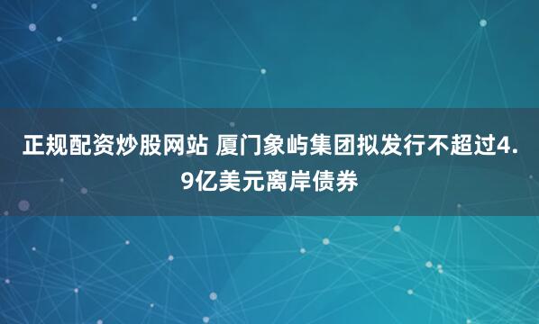 正规配资炒股网站 厦门象屿集团拟发行不超过4.9亿美元离岸债券